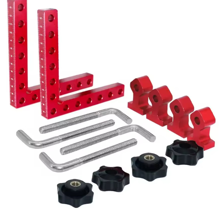 Squadra Angolare per Legno Economica: 2 Set Alluminio con Morsetti