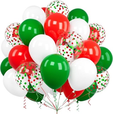 Luftballons Weihnachten, Ousuga 60 Stück 12 Zoll Matt Rot Grün Weiß Dunkelgrüne 