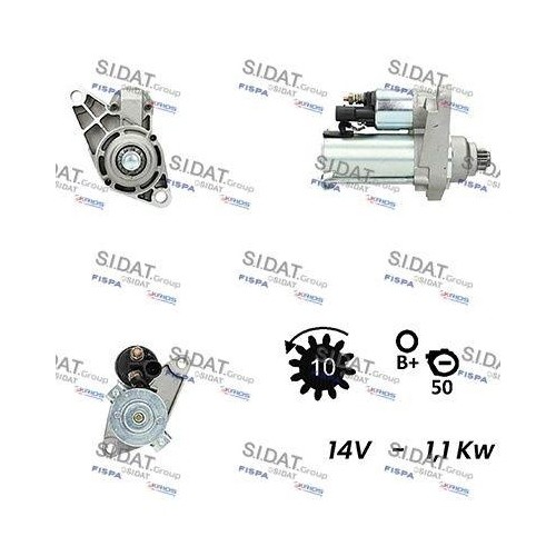 Démarreur Sidat S12VA0093A2 pour la rénovation mécanique et l'entretien des circuits VAG