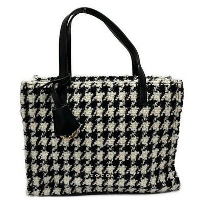 TOCCA Black White Wool Leather Handbag
