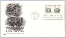 Pittsburgh, PA — Coal Car 1870s First Day Cover, Transportation, Modern 1988