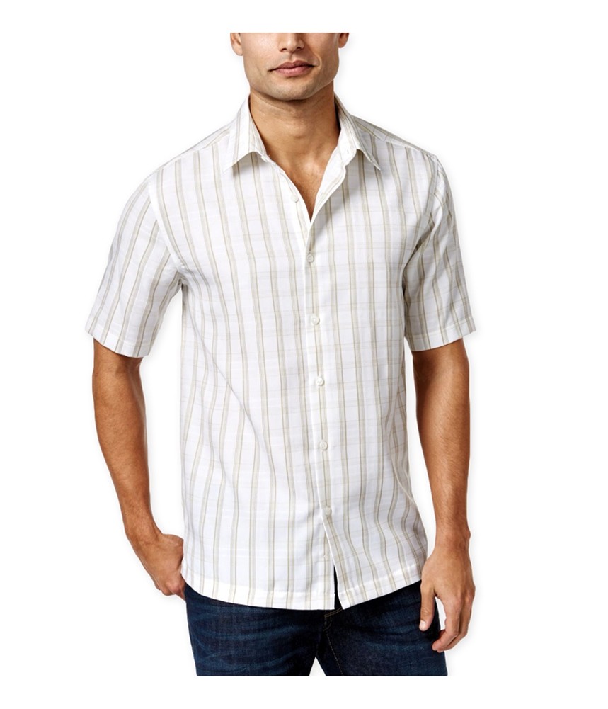 Мужская рубашка Fisher Plaid SS на пуговицах John Ashford, белая, маленькая