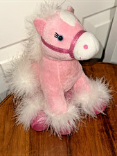 2009 Animal Alley Pink Horse Pony with Fluffy Tail Mane 9"