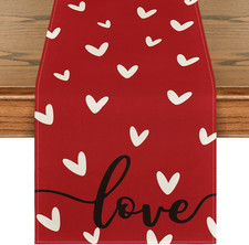 Valentine's Day Red Table Runner - 13x72 Inch Decorative Accent for Dining