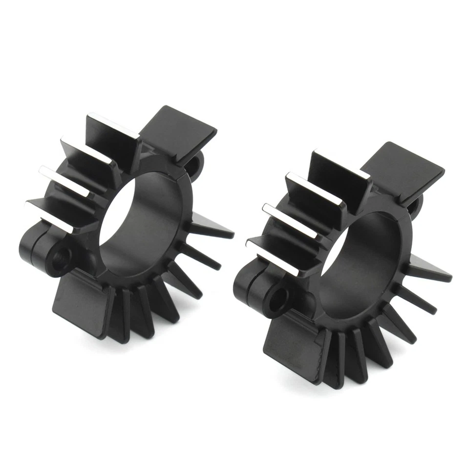 2x Black Exhaust Head Heat Sink Cooling Fin Clamps For Street Twin Bobber T120 - Image 3 of 4