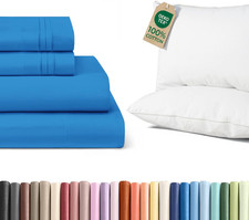 Full Size 4-Piece Sheet Set 2 Queen Cotton Pillows