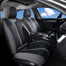 Car Seat Cover Front Seats Leather Full Coverage Car Seat FrontPair Gray&Black