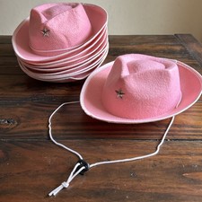 Lot of 9 Pink Felt Cowboy Hats Party Favors Dress Up Cowgirl Western Theme