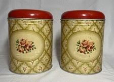 Vintage 1950s Worcester Ware Red Rose Aluminium Sugar Cereals Storage Tins