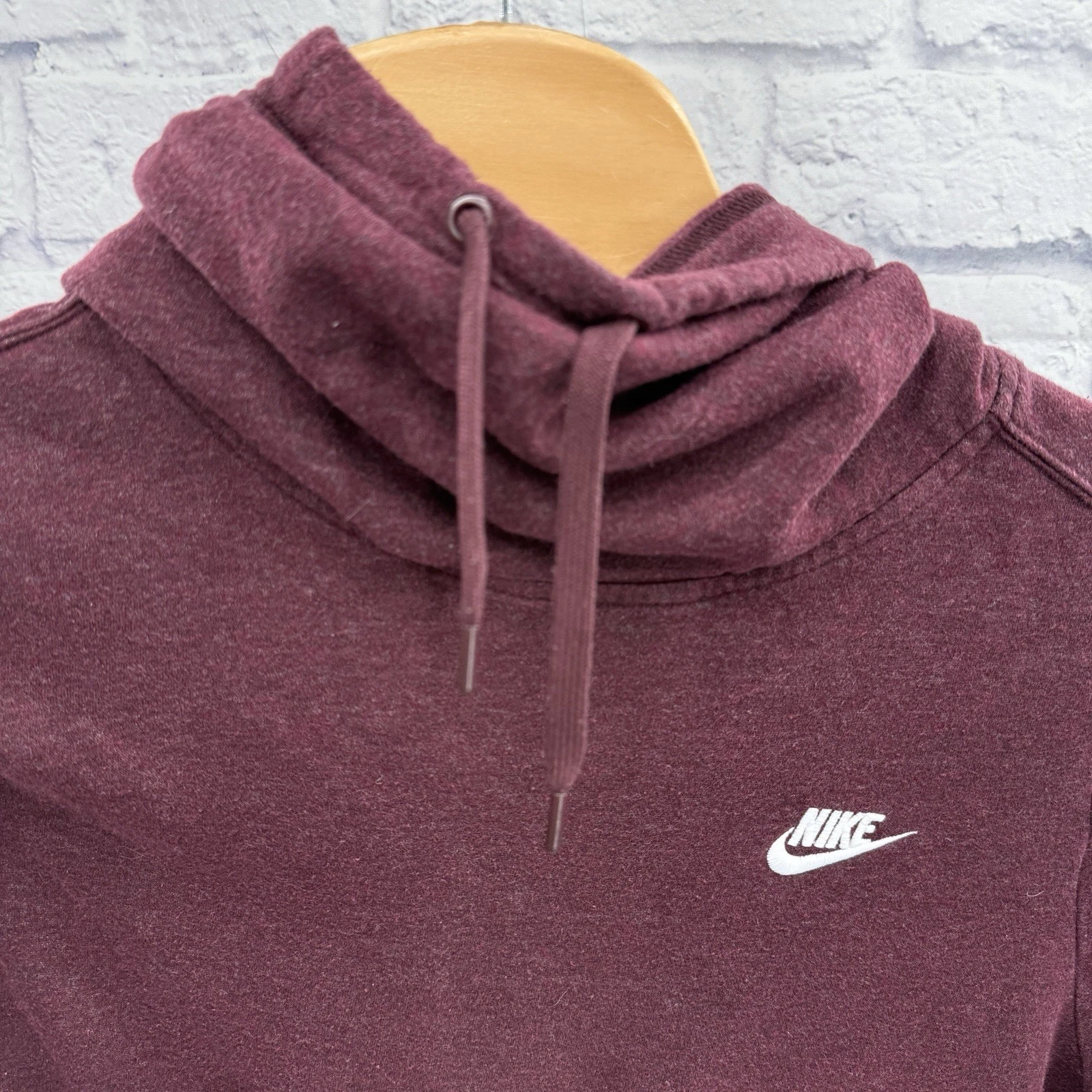 Nike Women's Club Funnel Neck Hoodie Size XL Maroon Swoosh Pullover