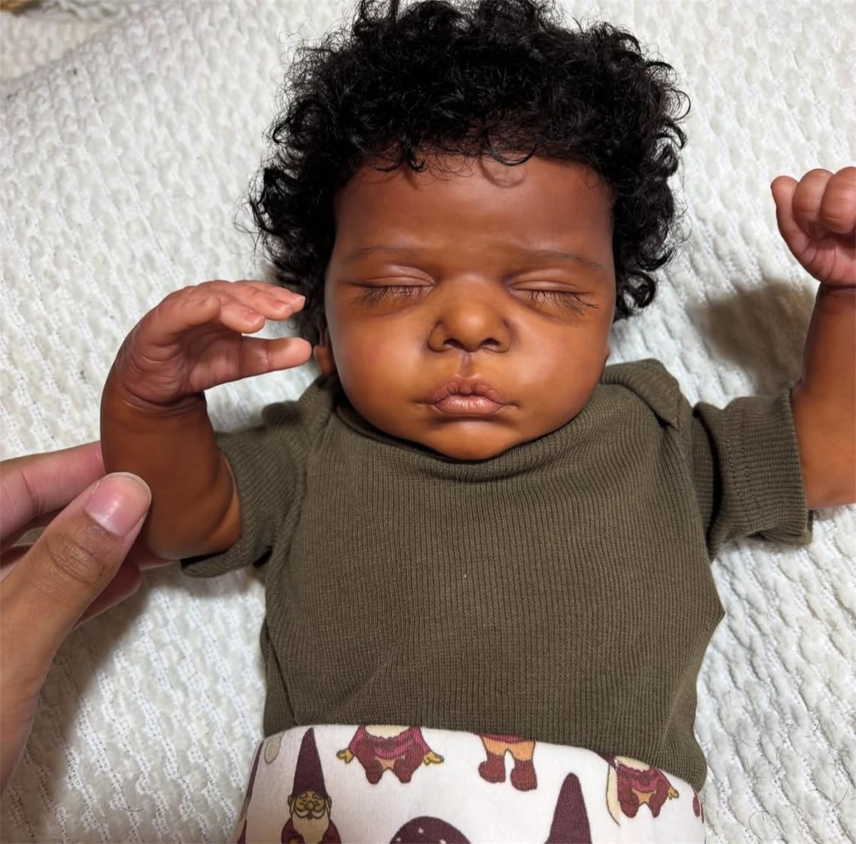 Black Boy 19 Inch Soft Body Real Life Baby Dolls Curly...