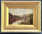 FINE 19TH CENTURY "ON DERWENT WATER" LAKE DISTRICT SIGNED Antique Oil Painting