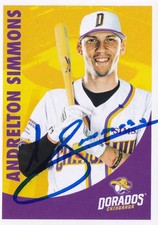 ANDRELTON SIMMONS SIGNED AUTO'D 2025 PANINI LMB 100 ANOS STICKER CARD DORADOS