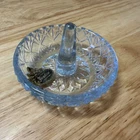 Vintage Fenton Blue Iridescent Glass Ring Holder Vanity Jewelry Trinket Dish