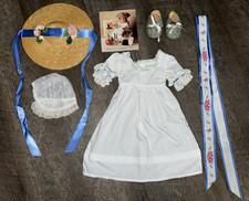American Girl Doll Felicity summer outfit with brocade slippers, hat, cap, sash