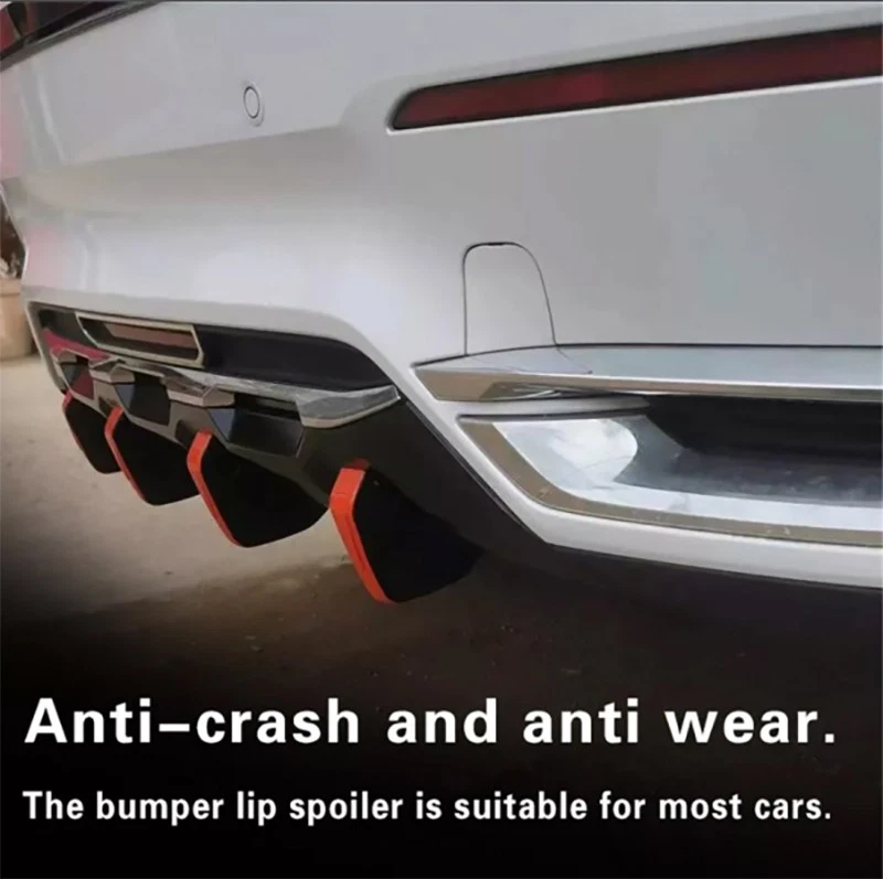Red Black Shark Fins Spoiler Lip Wing Splitter Modified Car Rear Bumper Diffuser - Image 2 of 4