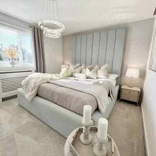 BRAND NEW LUX VELVET PANEL UPHOLSTERED BED FRAME ALL SIZES COLORS AVAILABLE UK