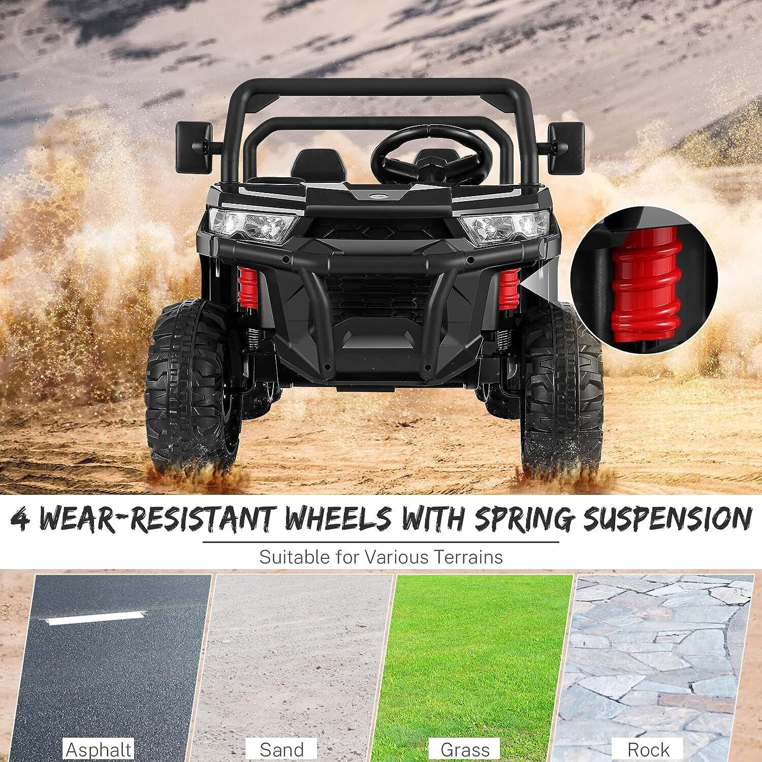 24V 2 Seater Ride On Car 4WD Electric Toy Tractor Trailer with Dump Bed Gift