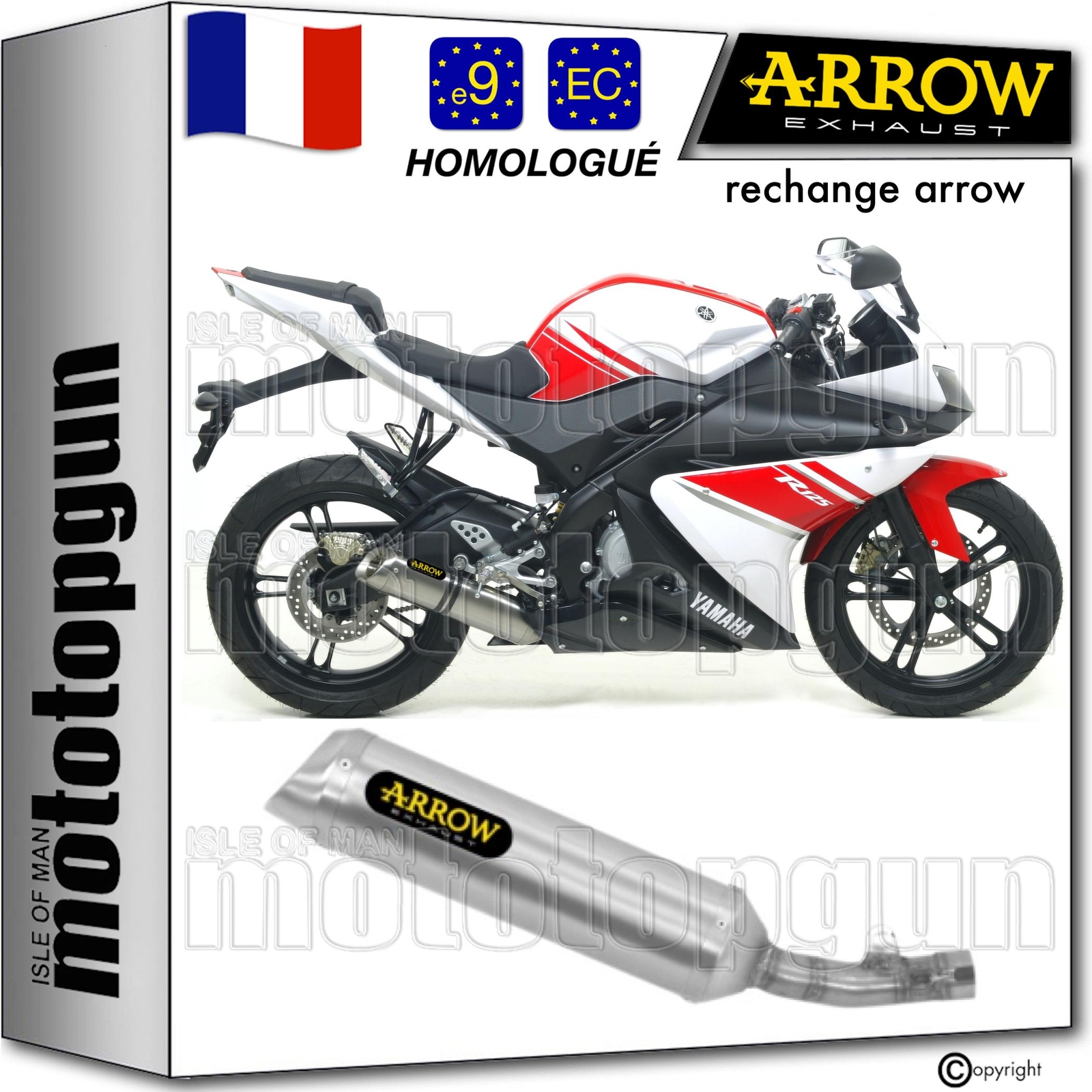 Silencieux Arrow Thunder en aluminium pour moto Yamaha YZF R125 2009