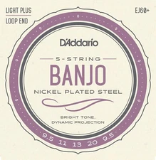 D'Addario EJ60+ 5 String Banjo Strings Nickel Light 9.5-20 plus
