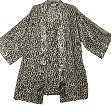 Kathryn Animal Print Nightgown & Robe Womens XL Sexy Sheer Sleepwear