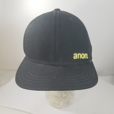 anon. Hat Cap Flat Fitty SnapBack Black Adjustable OS Mesh Trucker