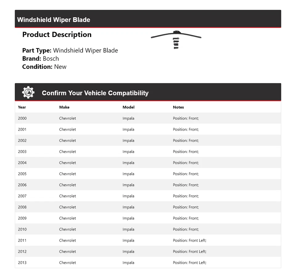 Limpiaparabrisas Clear Advantage 2001 para Chevrolet Impala Bosch 2000-2013 Foto 2 de 4