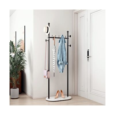 DR.IRON Black Clothing Racks with Marble Base Modern Coat Racks Freestanding ...