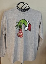 Don  t Be A Grinch Christmas Gildan Gray Long Sleeved T-Shirt Large Holiday