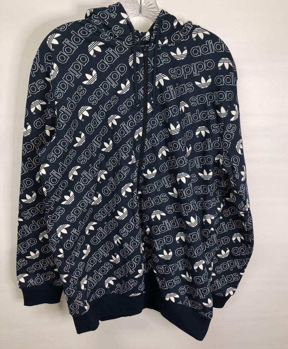 Adidas All-over Print Men's Full Zip Hoodie Jacket Size Adidas All-over Print Men's Full Zip Hoodie Jacket Size