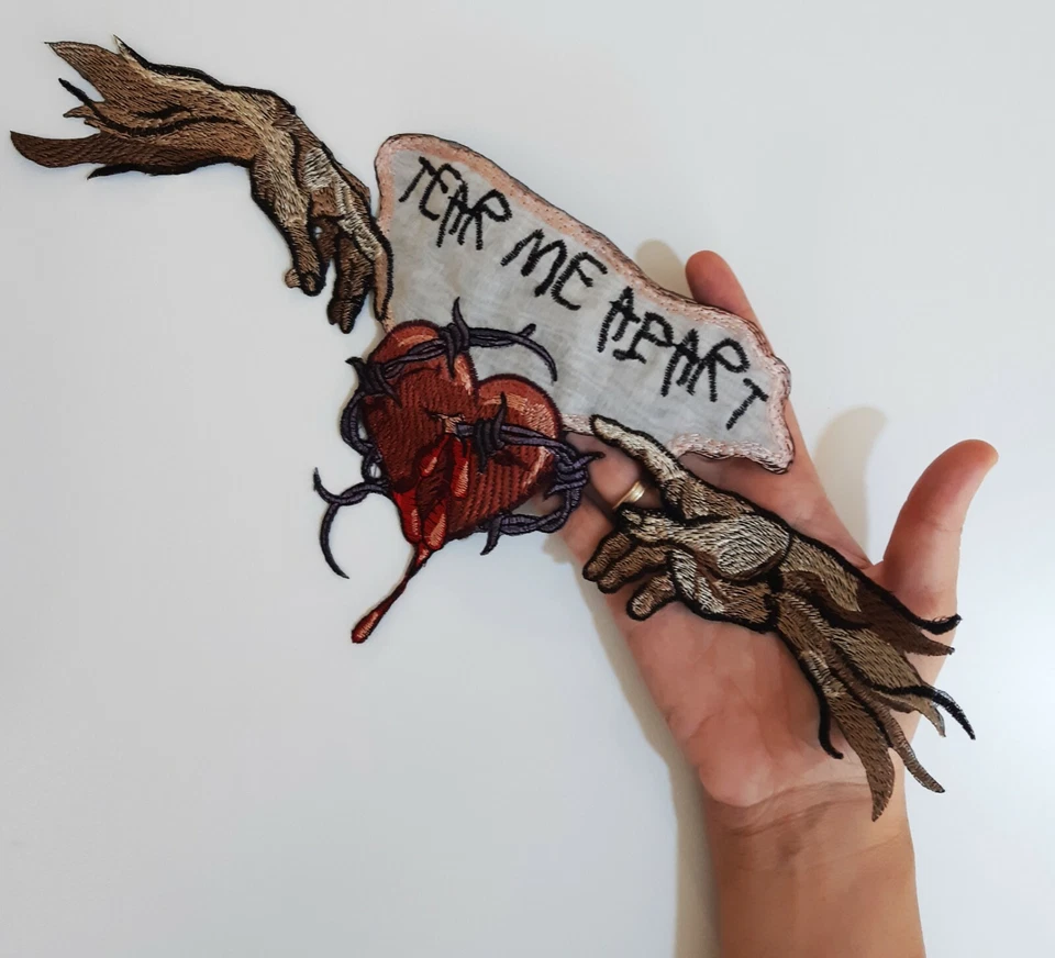 Parche bordado hecho a mano Miguel Ángel corazón de espinas corona de Cristo Foto 3 de 4