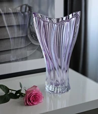 Plantica Modern Bohemian Czech Crystal Decorative Vase - 12.5 Inch Vase, Purple