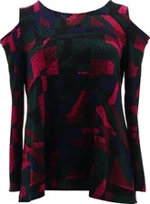 Attitudes by Renee Global Illusions Knit Peekaboo Tunic-Blackberry-XL-A461444