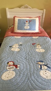 Pottery Barn Kids Christmas Snowman Twin Quilt Bedding Set Sham Ebay