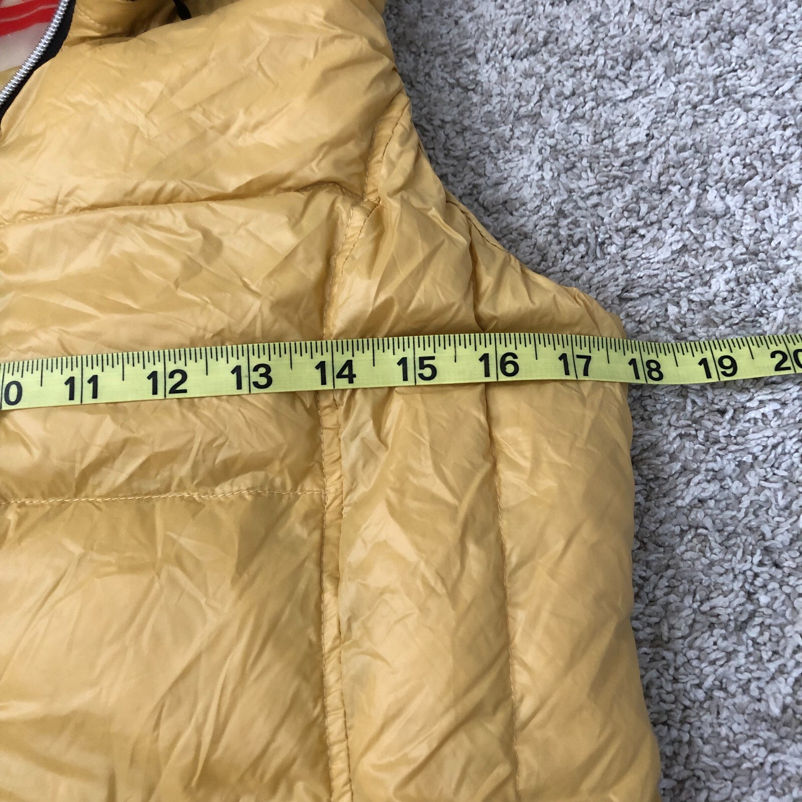 My Anorak Nylon Down Vest 50172CAM Sz S Mustard Yellow Nylon Puffer Hooded