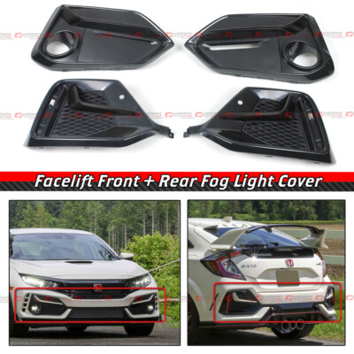 2016-2021 Honda Civic Type R FK8 Facelift Front Rear Bumper Fog Light  Garnish Covers Right For 16-21 Civic Type R FK8 Facelift