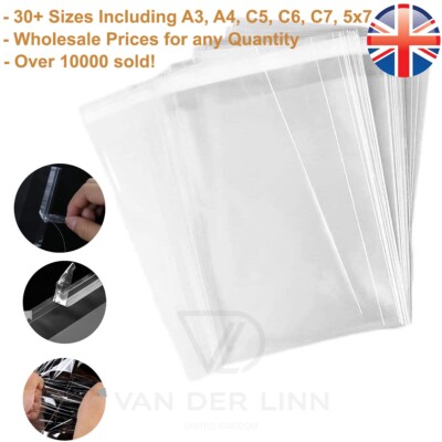CLEAR CELLO BAGS CELLOPHANE VDL SELF SEAL FOR CARD SWEET A3 A4 C5 C6 C7 5X7  OPP | eBay
