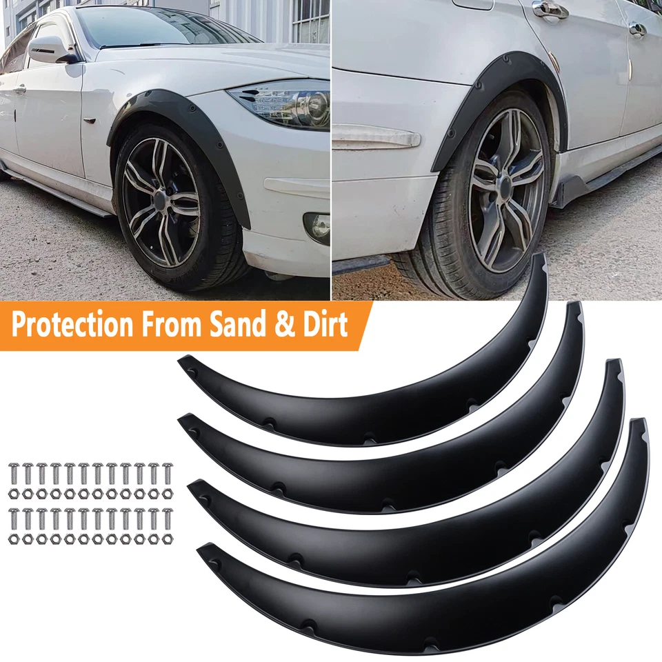32"/80mm Universal Flexible Car Fender Flares Over Wide Body Wheel Arches 4Pcs - Imagem 4 de 4