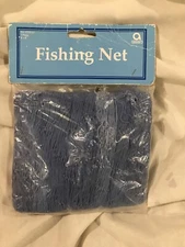 Decorative Blue Fishing Net Cotton Weave Amscan 72” X 96” Inches New