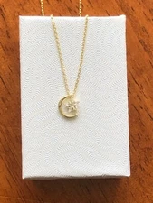 Star and Moon Pendant Necklace Sterling Silver 925 CZ Gold Dainty 5mm/9mm 16-18"