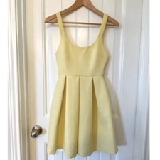 ZARA Yellow Mini Summer Dress Jacquard Open Back women size XS