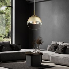 Lampe Suspension Lumière pour Salle à Manger Boule de Verre Cuisine Or Clair