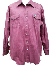 Wrangler Vintage Western Size 2X Pearl Snap Button Cowboy Red Shirt Long Sleeve
