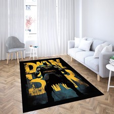 Batman Stylized Logo Area Rug | Dark Superhero Kids Bedroom Game Room Decor