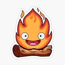 Fire Character on Log Campfire Vinyl Decal Sticker for Laptops Car Bumper Phone