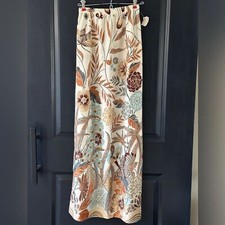 NWT Vintage 70s Boho Hippie Peasant Floral Maxi Skirt Earth Tones Brown Cream B