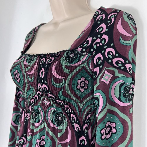 Bisou Bisou Dress Women's XS Above Knee Fit & Flare Long Sleeve Retro Stretch - Picture 5 of 12