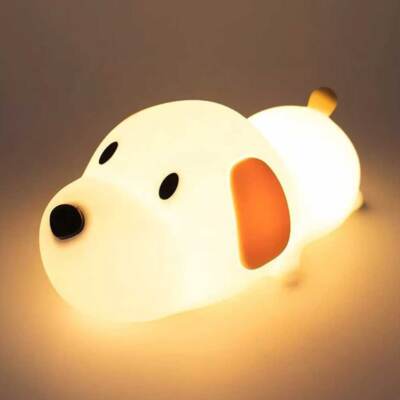 LED Silikon Nachtlicht Wiederaufladbare Nette Welpe Hund Touch Lampe Kinder