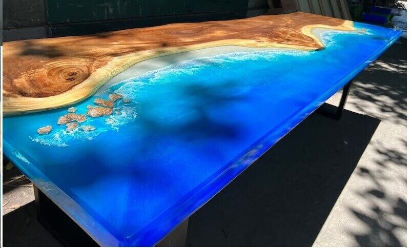 60-Inch Epoxy Resin Dining Table Top - Unique 24-Inch Wide Rectangular Centerpiece