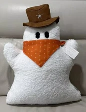 Snowman Christmas Cowboy  Plush Pillow NWT Christmas Decor